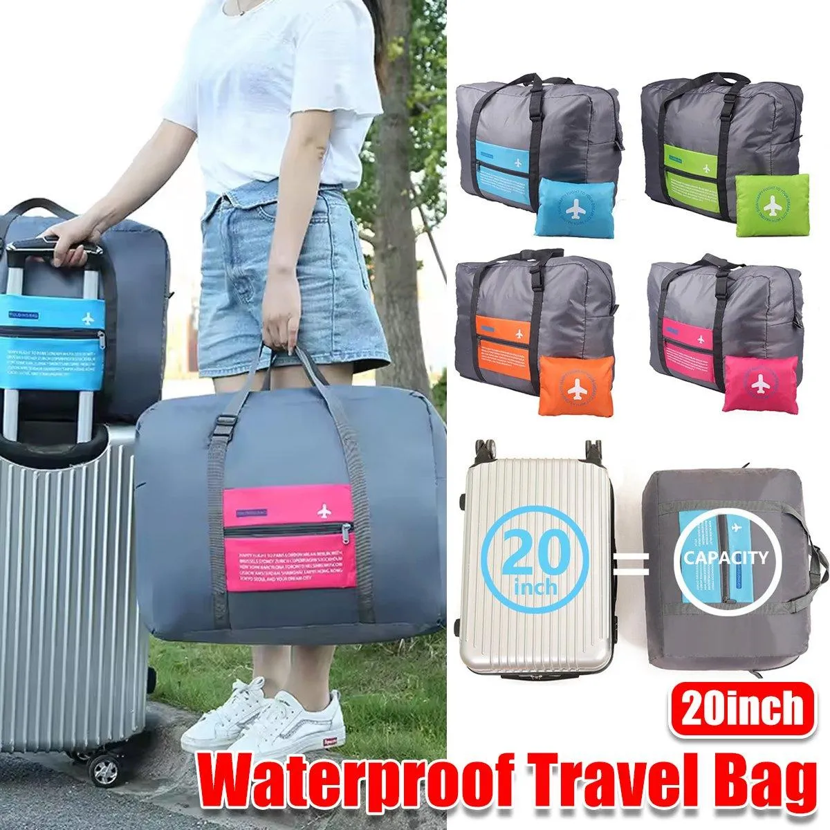 Duffel Storage Bag Waterproof Nylon 4 Colors 1 Piece