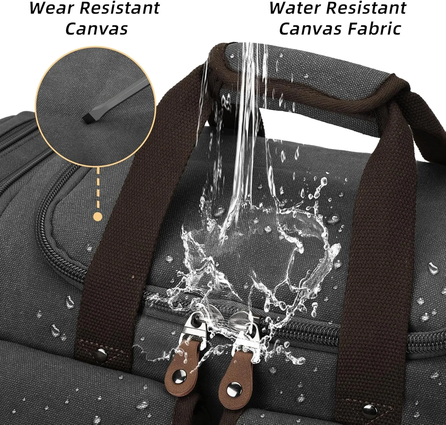 Duffle Bag for Travel, Expandable Waterproof Overnight Weekender Gym Carry On Bag 50L Canvas Duffel Bags with Suitcase Handle Sleeve for Men Women(Dark Grey)