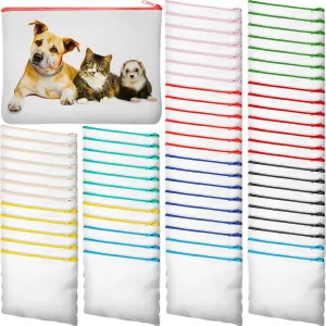 Eccliy 70 Pieces Sublimation Blank Canvas Makeup Bags Bulk Blank DIY Heat Transfer Cosmetic Makeup Bags Canvas Pen Case Pencil Bags Sublimation Pouch with Zipper(7.87 x 5.7 Inch,Multicolor)