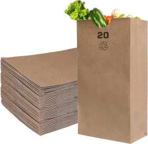 EcoQuality 100 Brown Kraft Paper Bag (20 lb) Large - Paper Lunch Bags, Small Snacks, Gift Bags, Grocery, Merchandise, Party Bags (16 x 8.25 x 5.5) (20 Pound Capacity) #20 Brown Bag