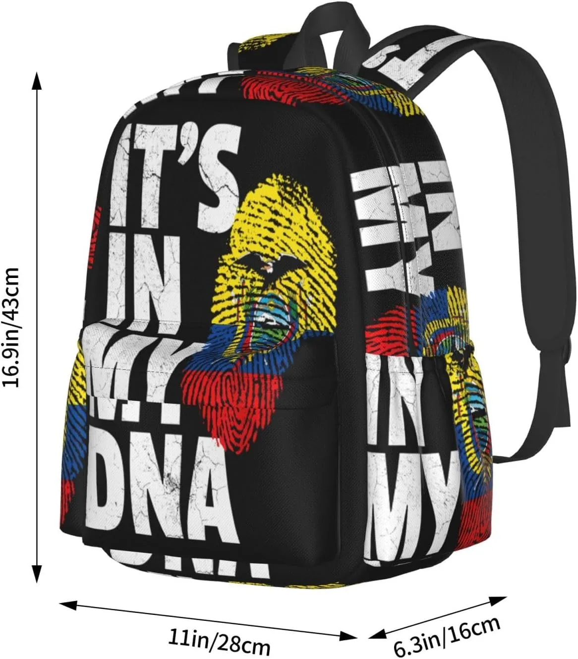 Ecuador Ecuadorian Pride Flag Large Travel Backpack Casual Backpacks Laptop Daypack Working Rucksack Lightweight Back Pack Sports Bag with Adjustable Shoulder Strap