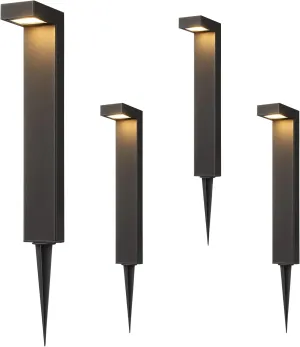 EDISHINE Low Voltage Landscape Lighting, 3000K 3.2W 50,000Hrs Waterproof Outdoor Landscape Path Lights, 12V LED Pathway Lights Wired, CRI80 Modern Aluminum L Shaped for Sidewalk Driveway, 4 Pack
