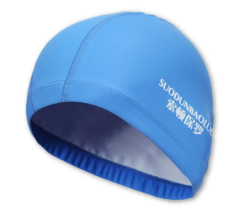 Elastic Waterproof PU Fabric Protect Ears Long Hair Sports Swim Pool Hat Swimming Cap size for Men & Women Adults