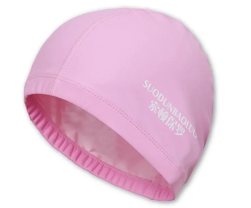 Elastic Waterproof PU Fabric Protect Ears Long Hair Sports Swim Pool Hat Swimming Cap size for Men & Women Adults