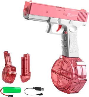 Electric Water Gun for Adults & Kids Outdoor Games, High-Power Water Blaster with 500ml Tank & 35ft Range, Realistic Automatic Rapid-Fire Squirt Gun Toy for Pool Beach Summer Fun Party (Pink)