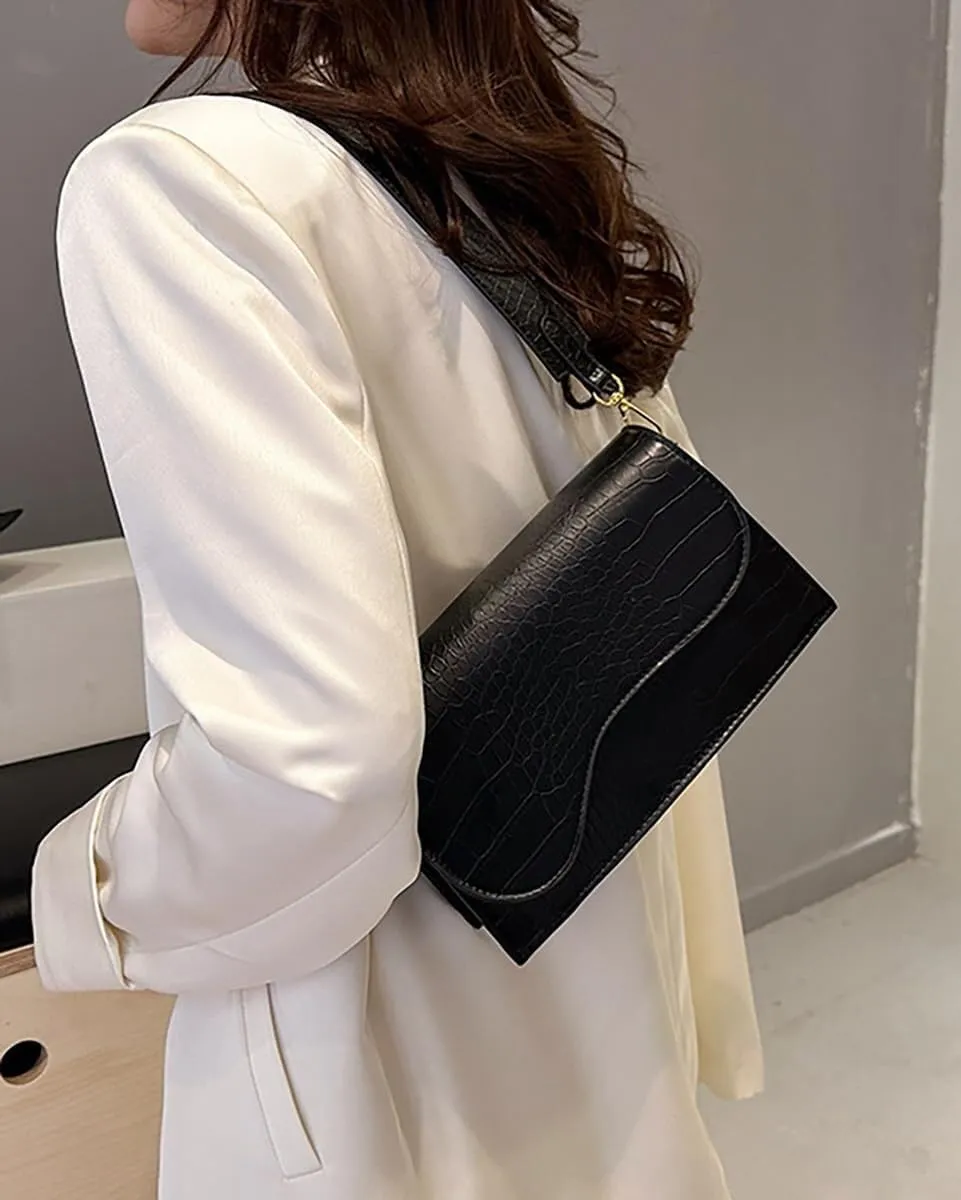 Elegant Designer Womens PU Leather Shoulder & Crossbody Handbag Includes a Satchel Bag and Small Clutch Purse