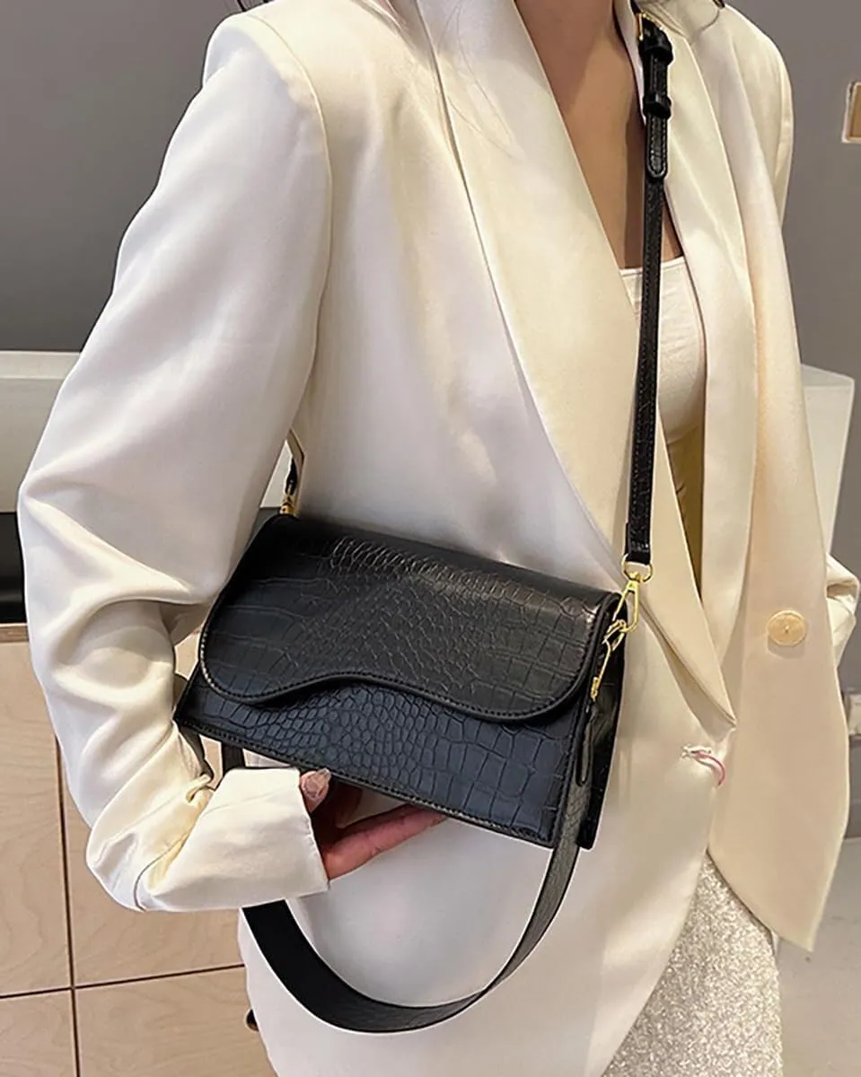 Elegant Designer Womens PU Leather Shoulder & Crossbody Handbag Includes a Satchel Bag and Small Clutch Purse