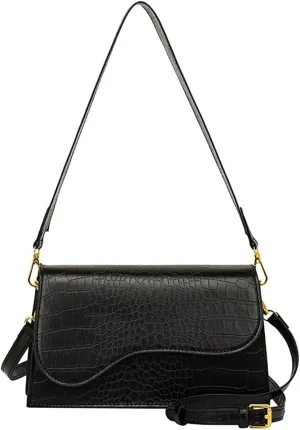 Elegant Designer Womens PU Leather Shoulder & Crossbody Handbag Includes a Satchel Bag and Small Clutch Purse