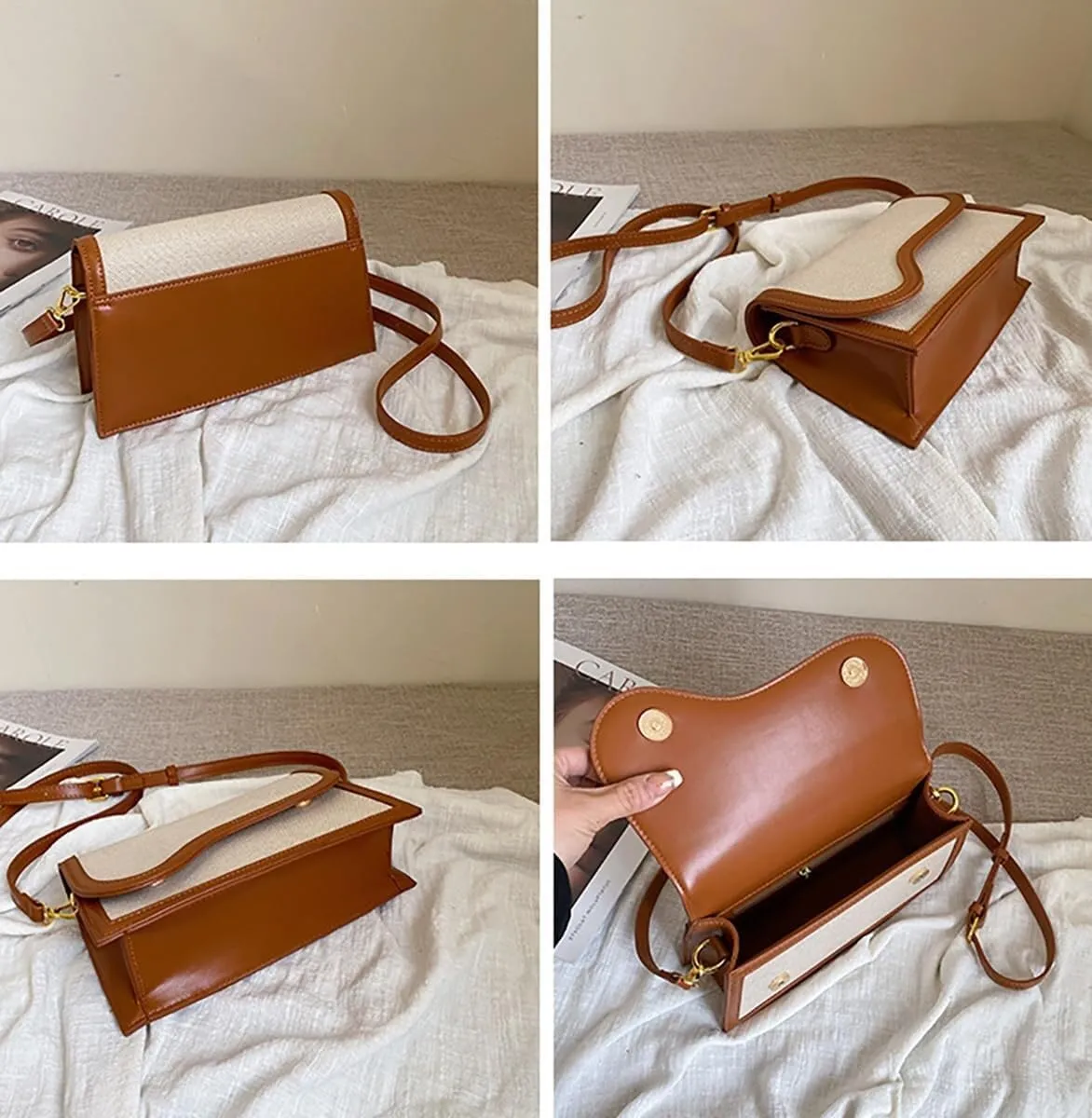 Elegant Designer Womens PU Leather Shoulder & Crossbody Handbag Includes a Satchel Bag and Small Clutch Purse