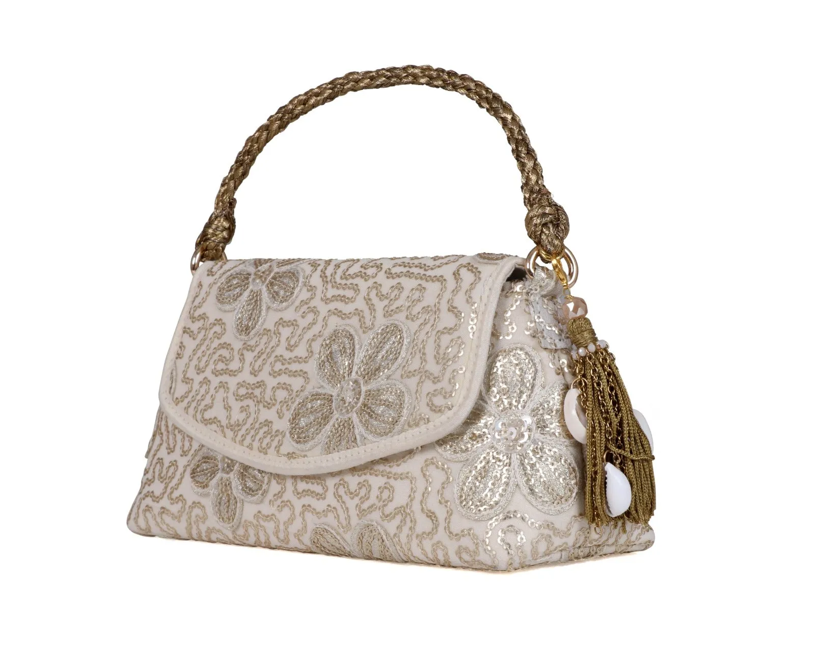 Elegant Tassel clutch - Gold floral
