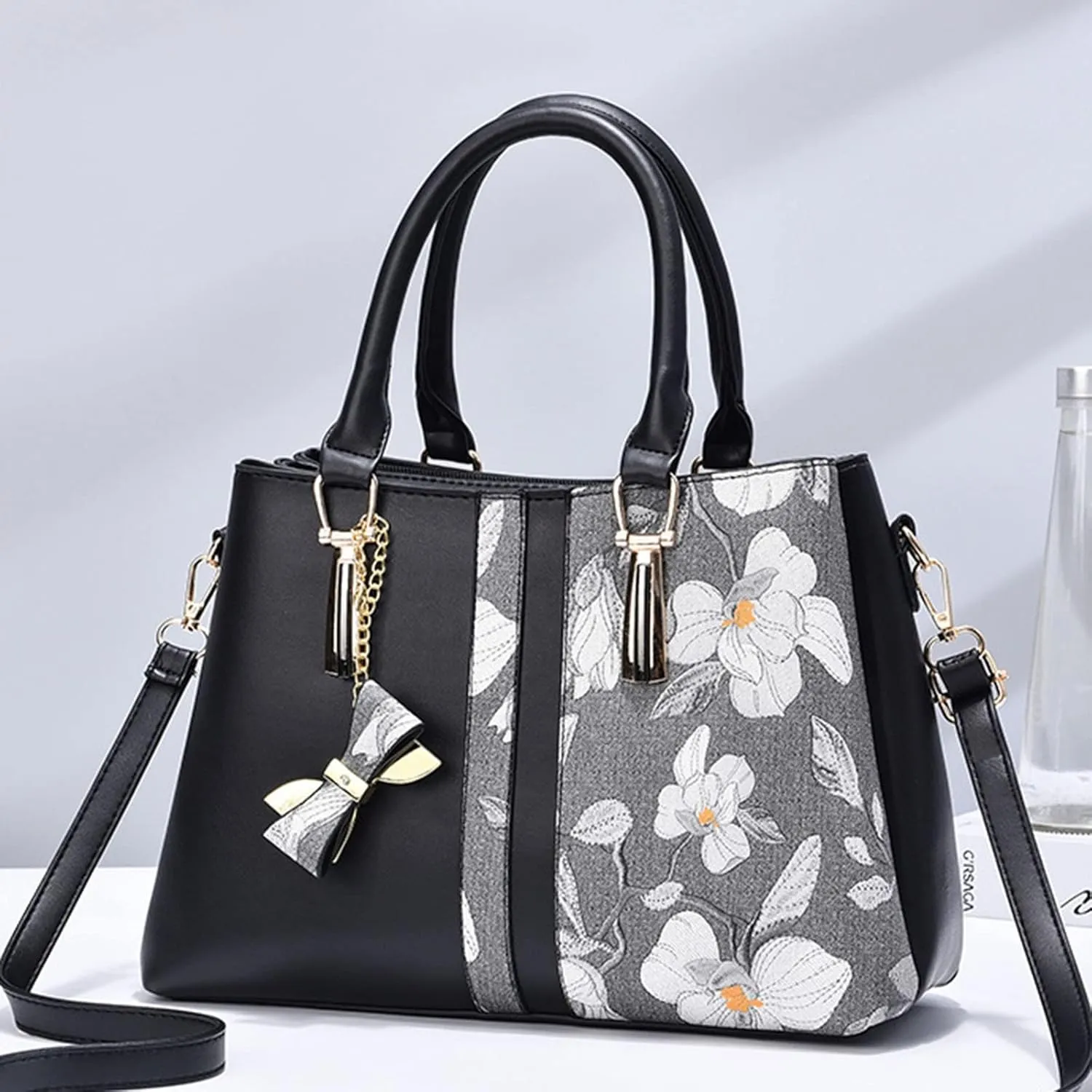 Embroidered Bags Large Capacity Handbag Fashion Shoulder Bags Shoulder Sling Bag (Black, One Size)