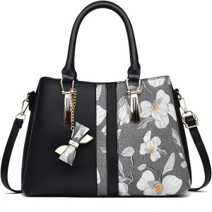 Embroidered Bags Large Capacity Handbag Fashion Shoulder Bags Shoulder Sling Bag (Black, One Size)