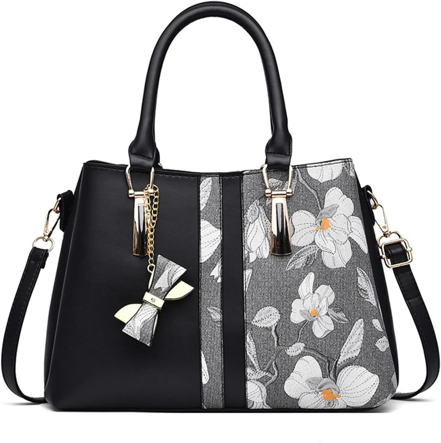 Embroidered Bags Large Capacity Handbag Fashion Shoulder Bags Shoulder Sling Bag (Black, One Size)