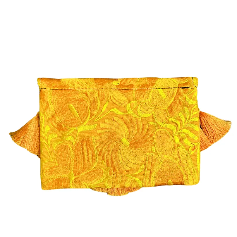 Embroidered Clutch - Luxe Tassels - Girasol