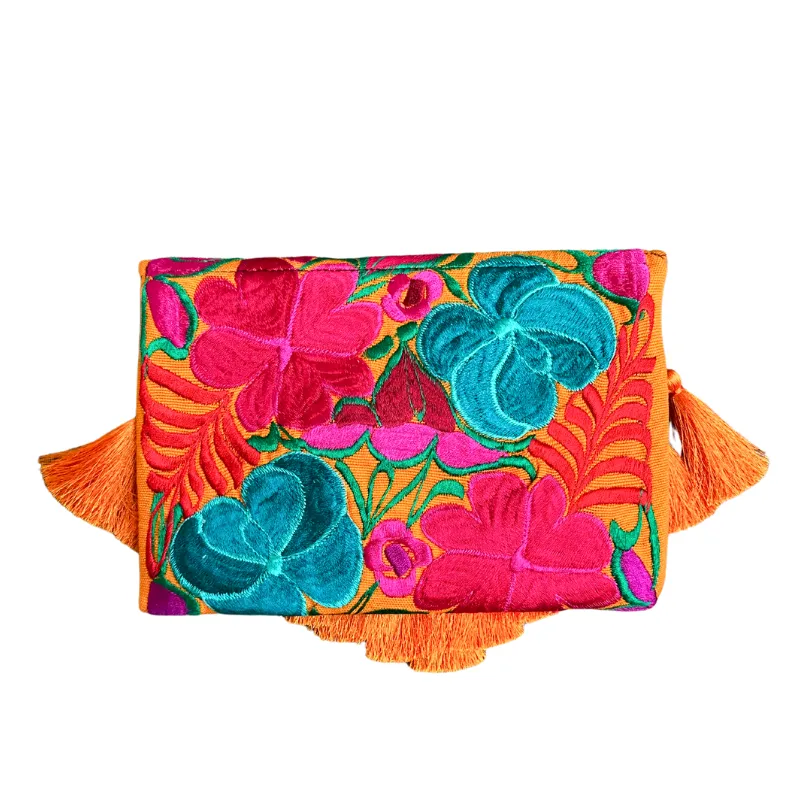 Embroidered Clutch - Luxe Tassels - Orquídea