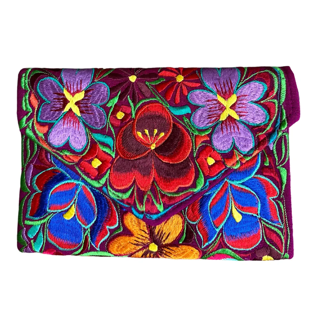 Embroidered Clutch - Multicolor Luxe Thread - MAGENTA