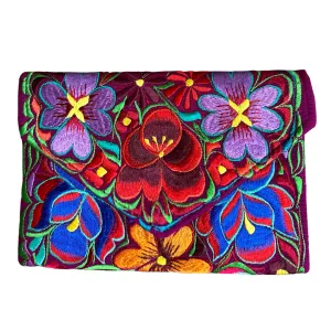 Embroidered Clutch - Multicolor Luxe Thread - MAGENTA