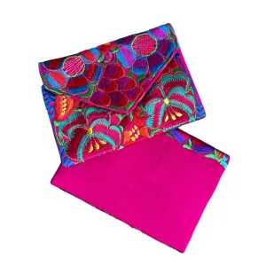 Embroidered Clutch - Multicolor Luxe Thread - PINK