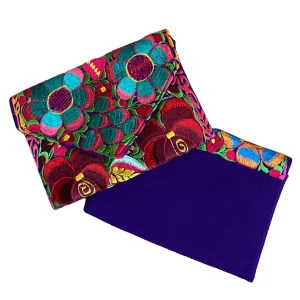 Embroidered Clutch - Multicolor Luxe Thread - PURPLE