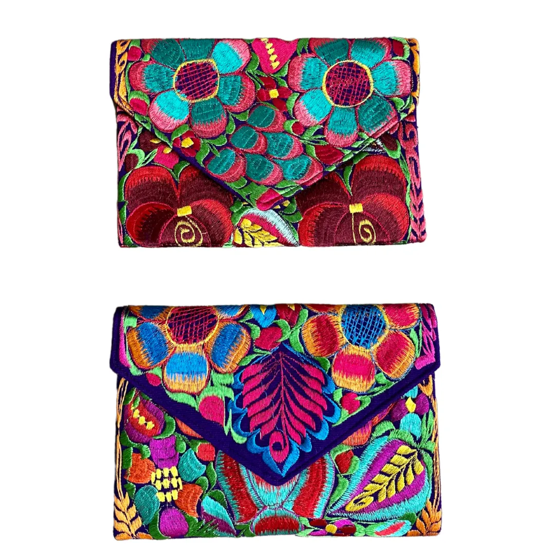 Embroidered Clutch - Multicolor Luxe Thread - PURPLE