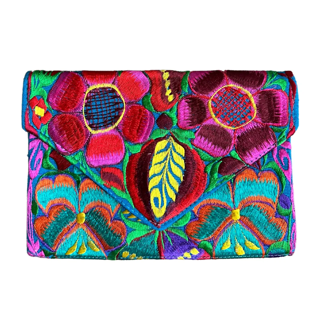 Embroidered Clutch - Multicolor Luxe Thread - SAPPHIRE