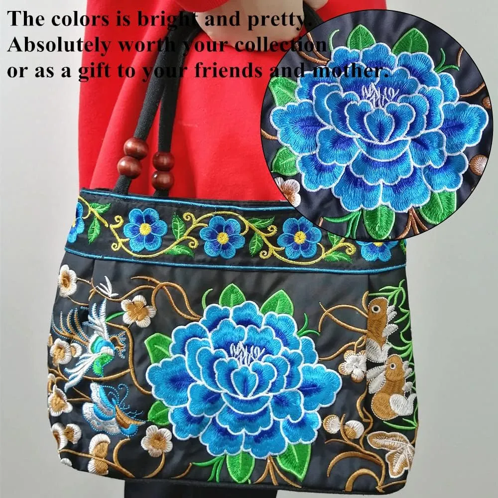 Embroidered Women Floral Handbags Embroidery Purse Vintage Hobo Tote Bag Ethnic Shoulder Bag