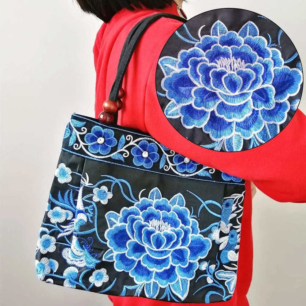 Embroidered Women Floral Handbags Embroidery Purse Vintage Hobo Tote Bag Ethnic Shoulder Bag