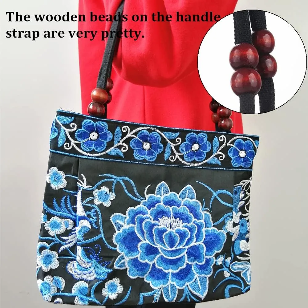 Embroidered Women Floral Handbags Embroidery Purse Vintage Hobo Tote Bag Ethnic Shoulder Bag