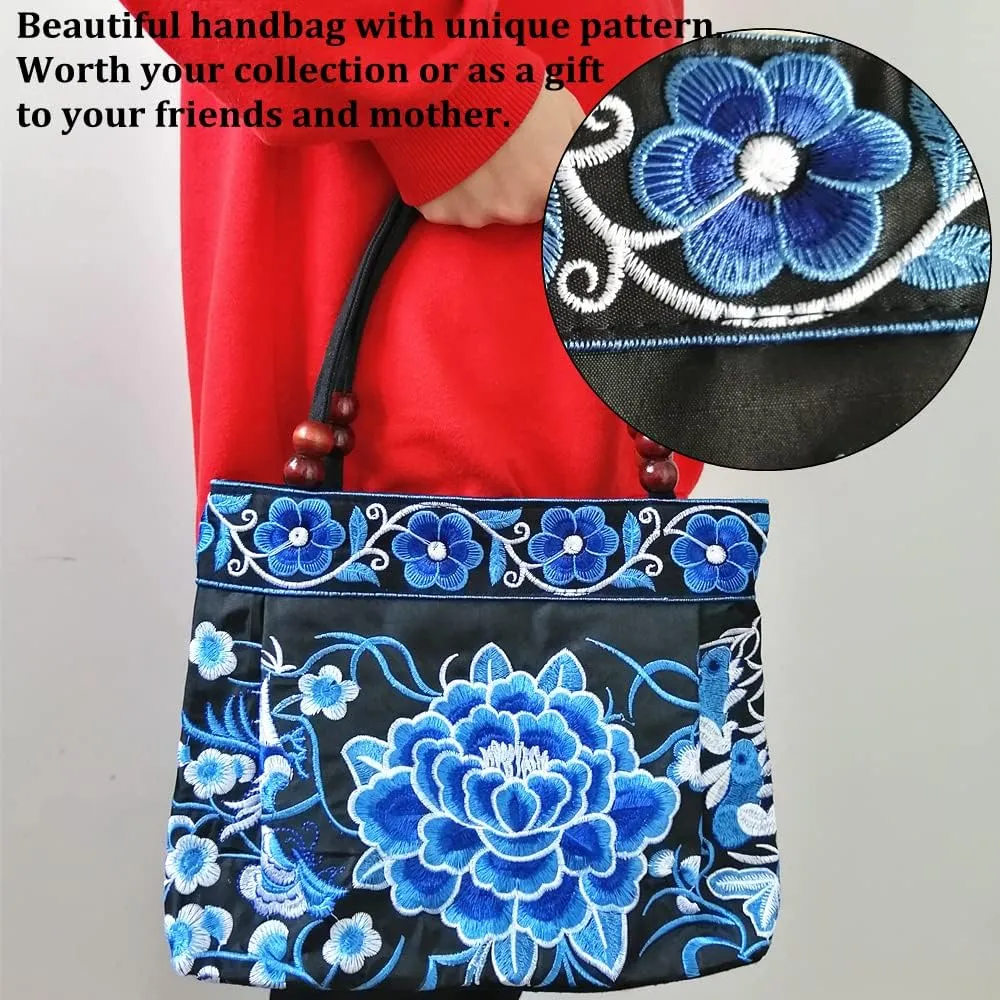 Embroidered Women Floral Handbags Embroidery Purse Vintage Hobo Tote Bag Ethnic Shoulder Bag