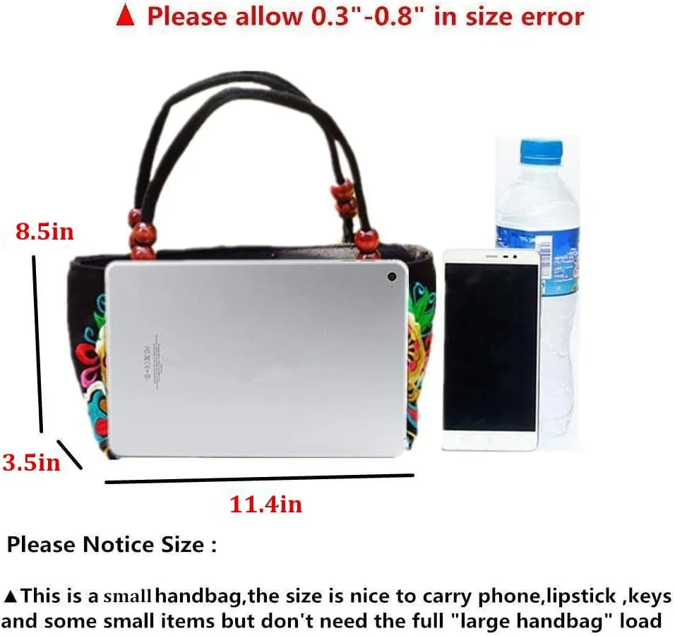 Embroidered Women Floral Handbags Embroidery Purse Vintage Hobo Tote Bag Ethnic Shoulder Bag