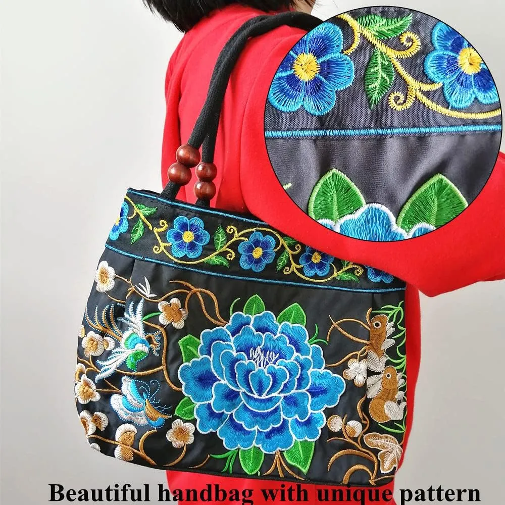 Embroidered Women Floral Handbags Embroidery Purse Vintage Hobo Tote Bag Ethnic Shoulder Bag