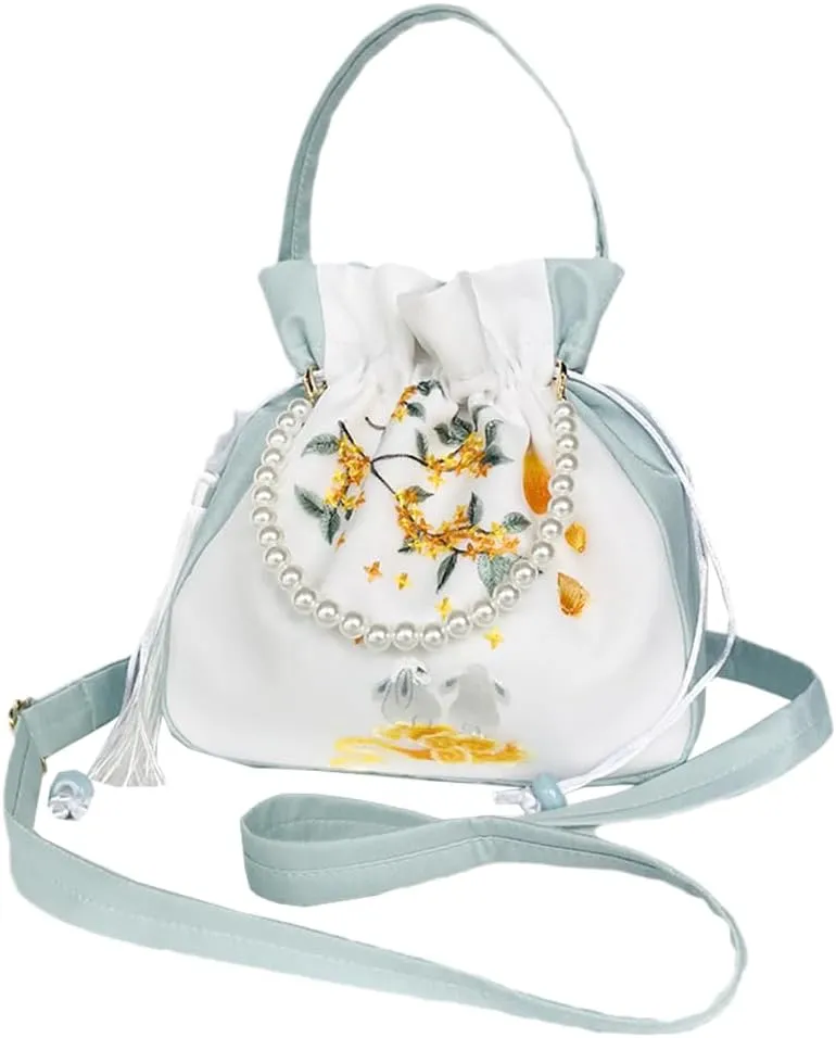 Embroidery Bag Fairy Pearl Tassel Handbag Flashy Ancient Purse Shoulder Bags Bags