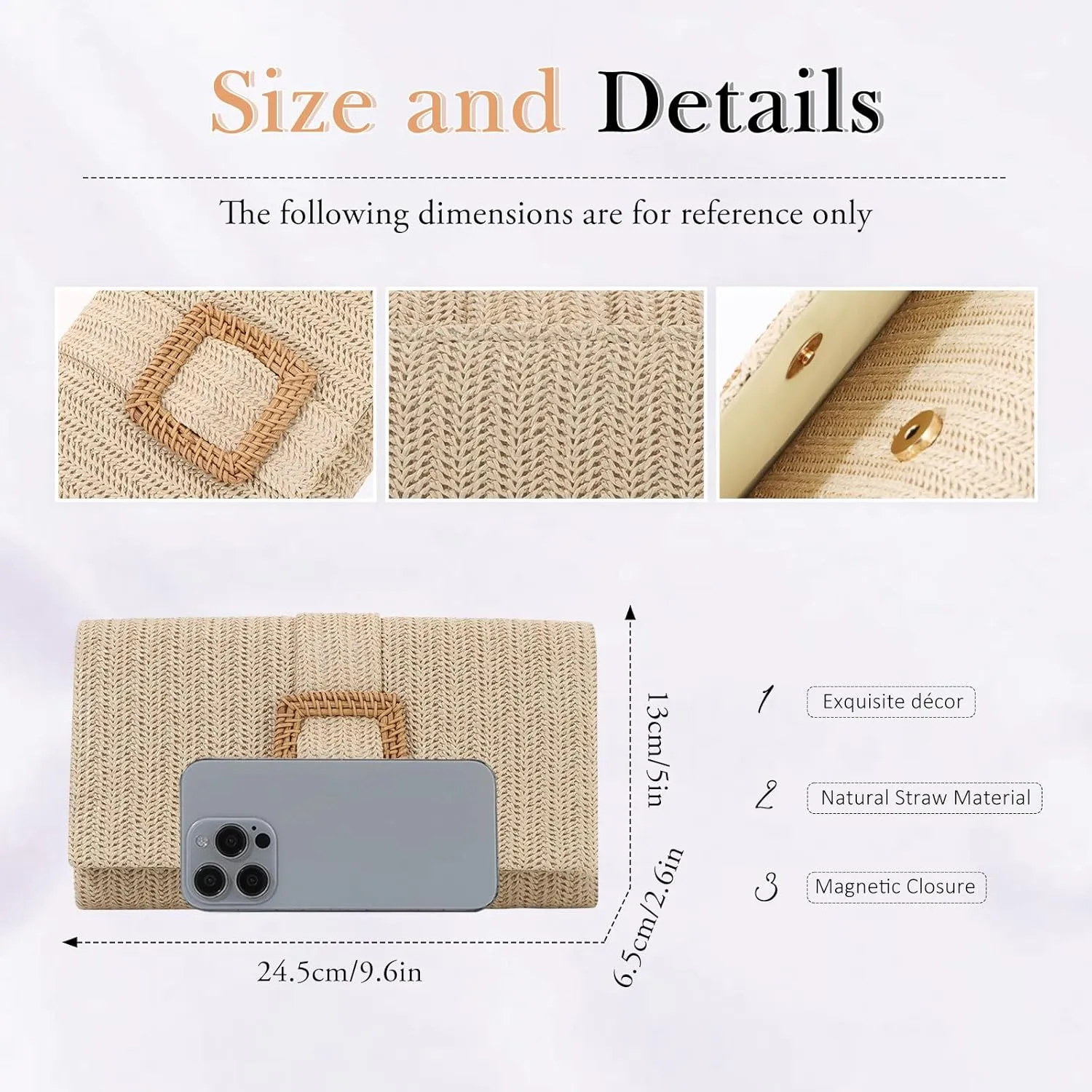 Emprier Straw Clutch Purses for Women Summer Beach Bag Raffia Crossbody Purse Woven Envelope Handbag