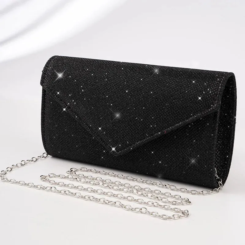 Envelope Glitter Crossbody Clutch