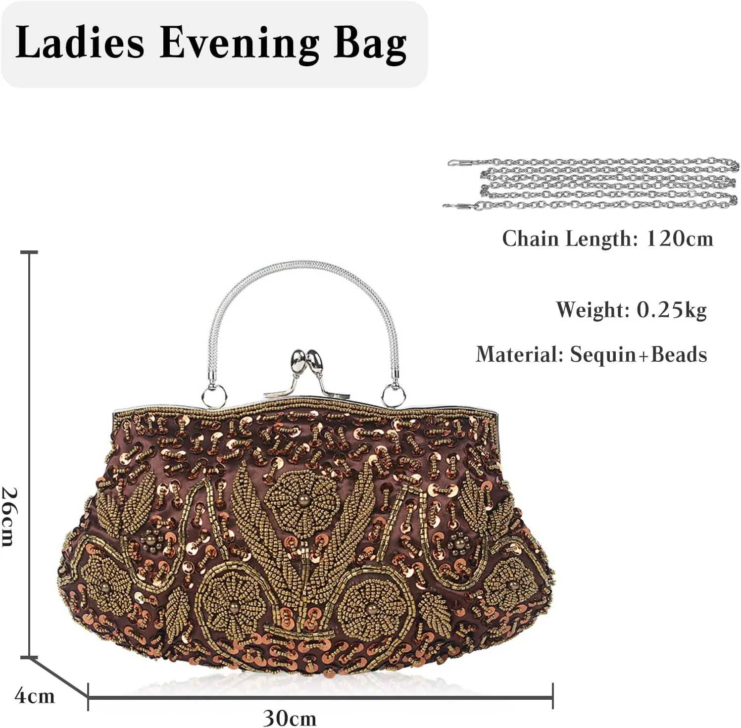 Evening Clutch Bag for Women Vintage Beaded Sequin Handbag Bridal Wedding Purse