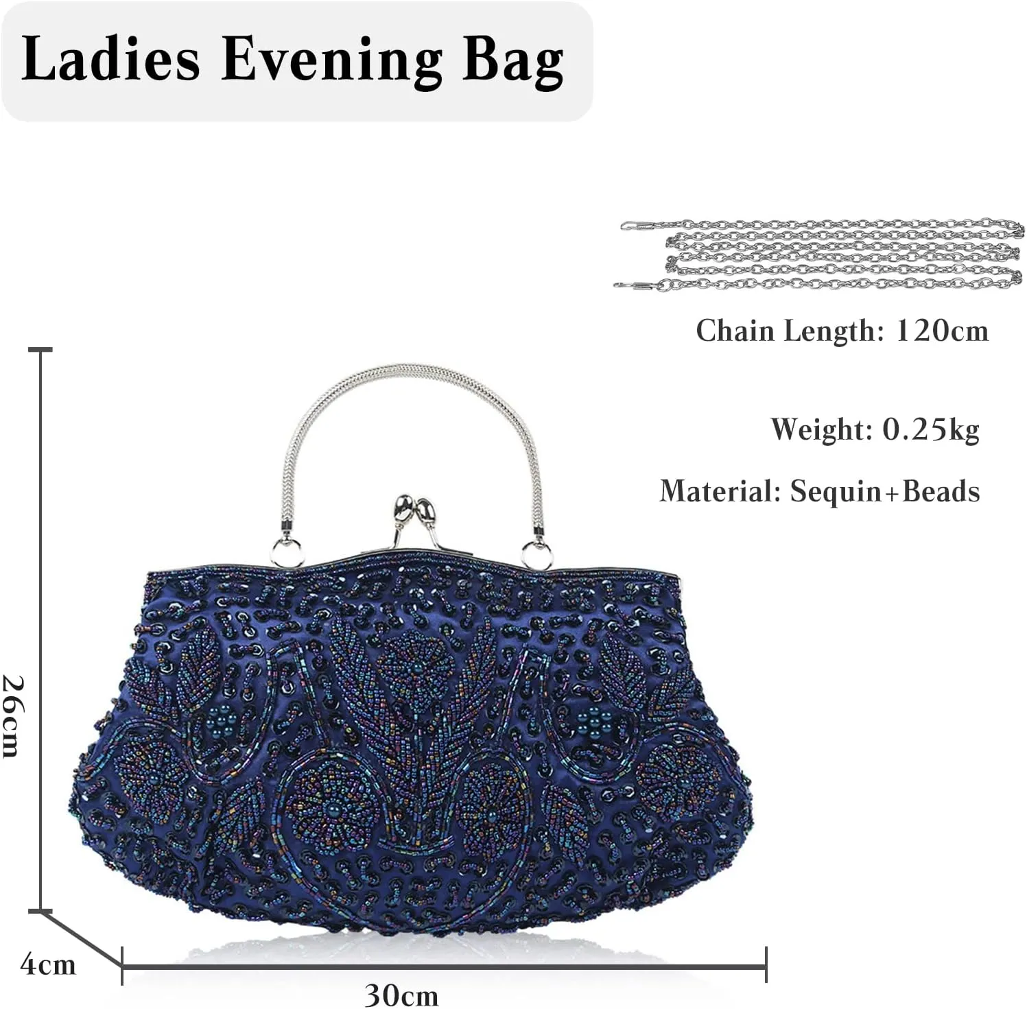 Evening Clutch Bag for Women Vintage Beaded Sequin Handbag Bridal Wedding Purse