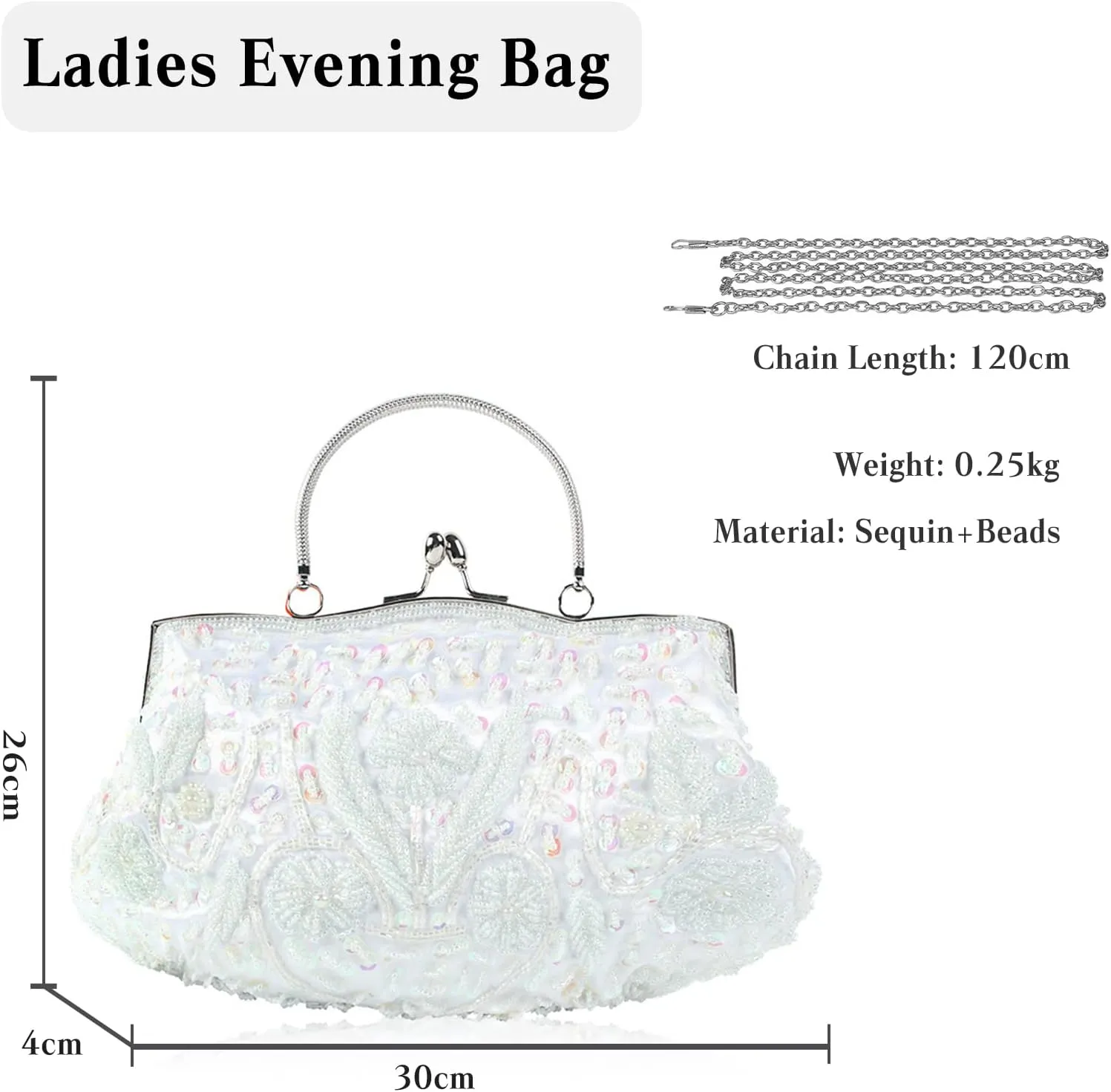 Evening Clutch Bag for Women Vintage Beaded Sequin Handbag Bridal Wedding Purse