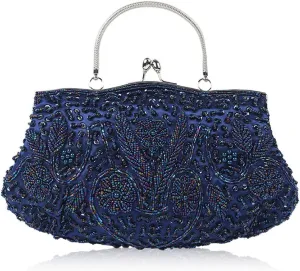 Evening Clutch Bag for Women Vintage Beaded Sequin Handbag Bridal Wedding Purse