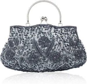 Evening Clutch Bag for Women Vintage Beaded Sequin Handbag Bridal Wedding Purse