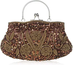 Evening Clutch Bag for Women Vintage Beaded Sequin Handbag Bridal Wedding Purse