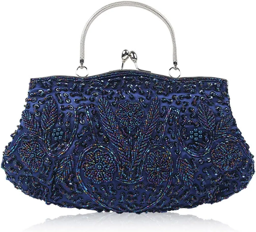 Evening Clutch Bag for Women Vintage Beaded Sequin Handbag Bridal Wedding Purse
