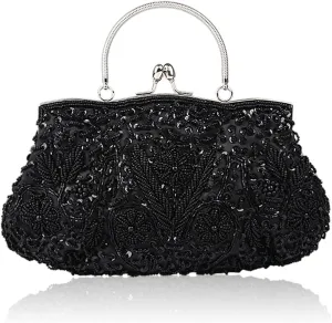 Evening Clutch Bag for Women Vintage Beaded Sequin Handbag Bridal Wedding Purse