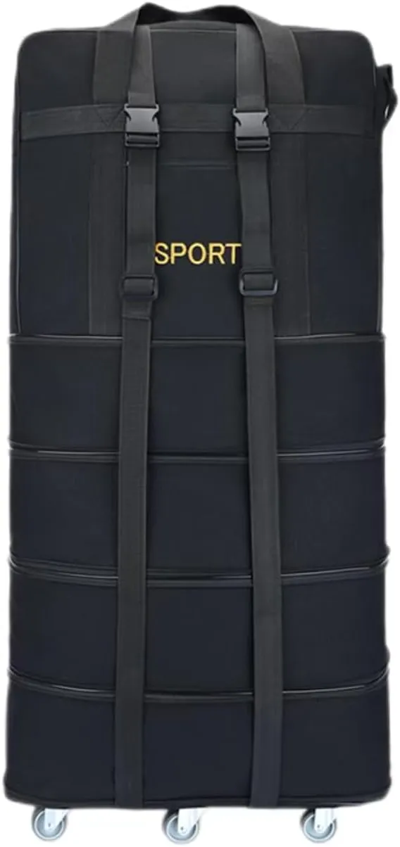 Expandable Extra Large Travel Canvas Duffel Bag with Wheels Lightweight Traveling Foldable Suitcase (Black Canvas, XL - 6 wheels)