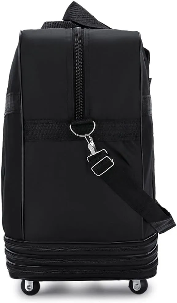Expandable Extra Large Travel Oxford Duffel Bag with Wheels Waterproof Lightweight Traveling Foldable Suitcase (Black, M)