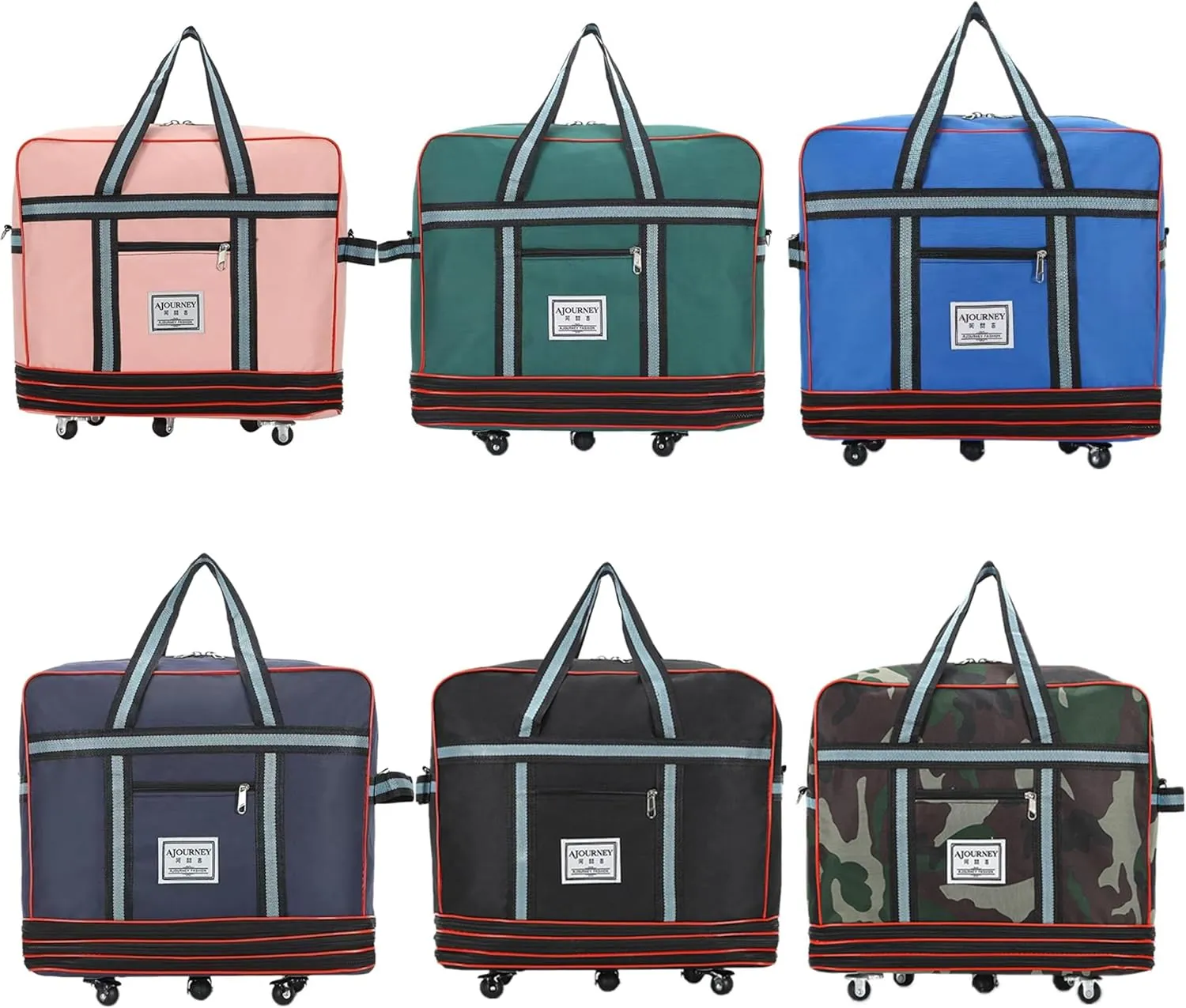 Expandable Extra Large Travel Oxford Duffel Bag with Wheels Waterproof Lightweight Traveling Foldable Suitcase (Blue, L*W: 48 * 25cm, H:42—80cm)