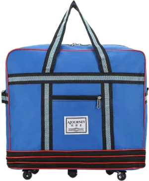 Expandable Extra Large Travel Oxford Duffel Bag with Wheels Waterproof Lightweight Traveling Foldable Suitcase (Blue, L*W: 48 * 25cm, H:42—80cm)