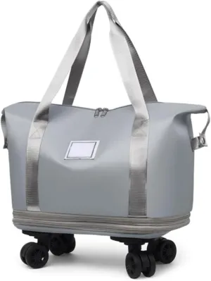 Expandable Travel Duffel Bag with Wheels,Large Rolling Capacity Travel Bag,Detachable Casters Wheeled Weekender Bag for Luggage