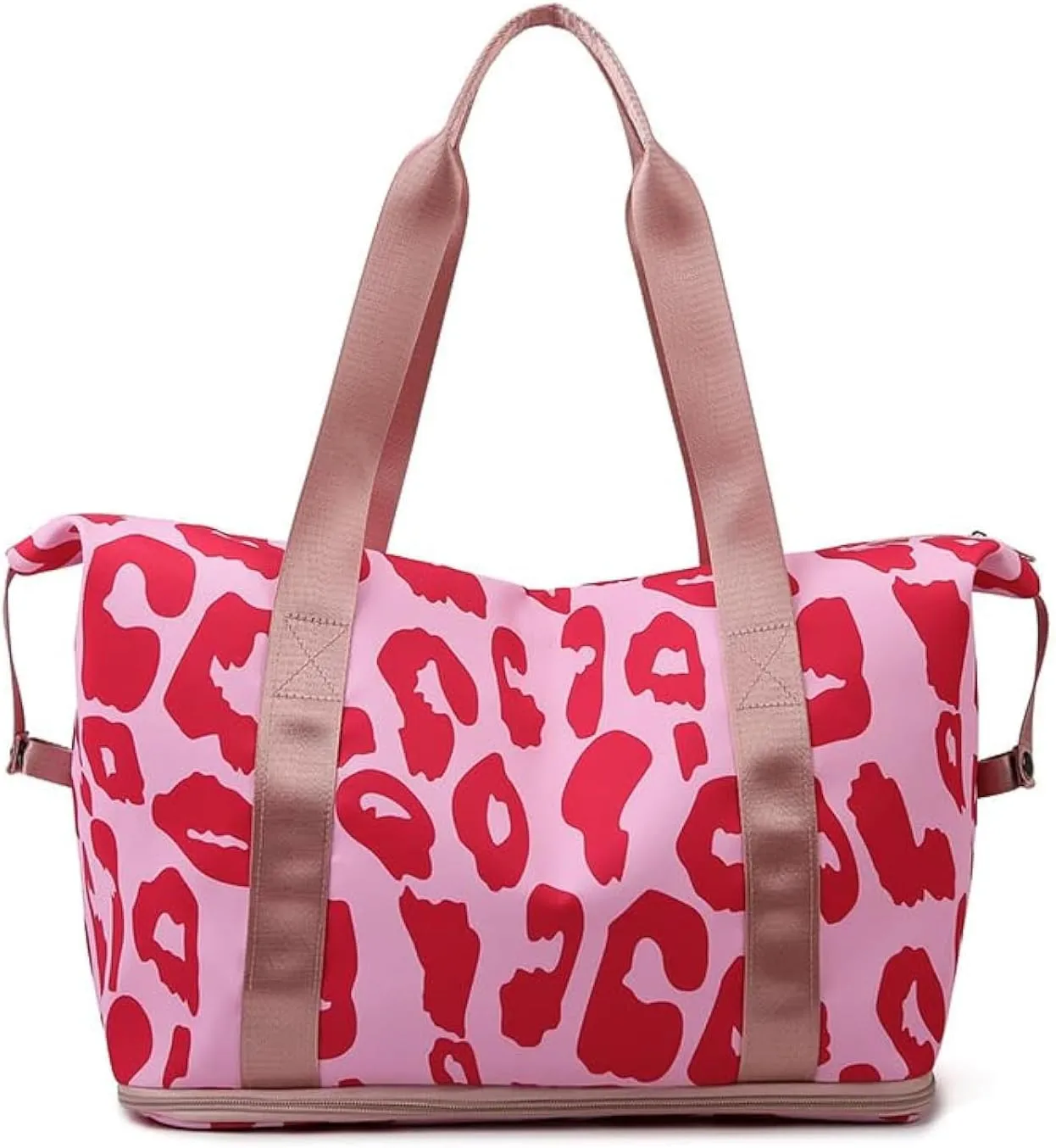 Expandable Weekender Duffel Sport Gym Bag Overnight Travel duffle Bags with Wet Pocket X1-Pink Cow