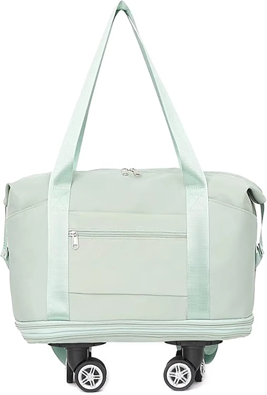 Expandable Wheeled Duffel Bag - Collapsible Luggage with 360° Silent Spinner Wheels & Retractable Handle, Water-Resistant Rolling Gym Bag for Travel/Fitness(Green)