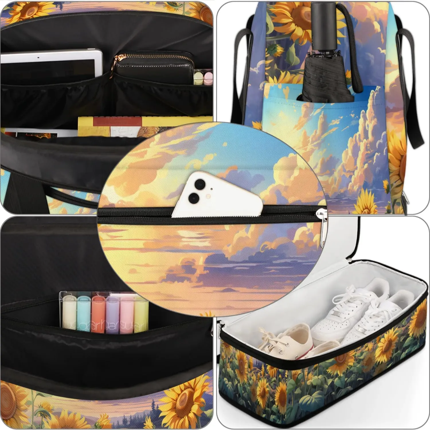 Exquisite Drawing Flower Printing Travel Duffle Bag, Collapsible Travel Bag Sports Gym Bag With Shoes Compartment Weekender Bag Overnight Bag For Women Men